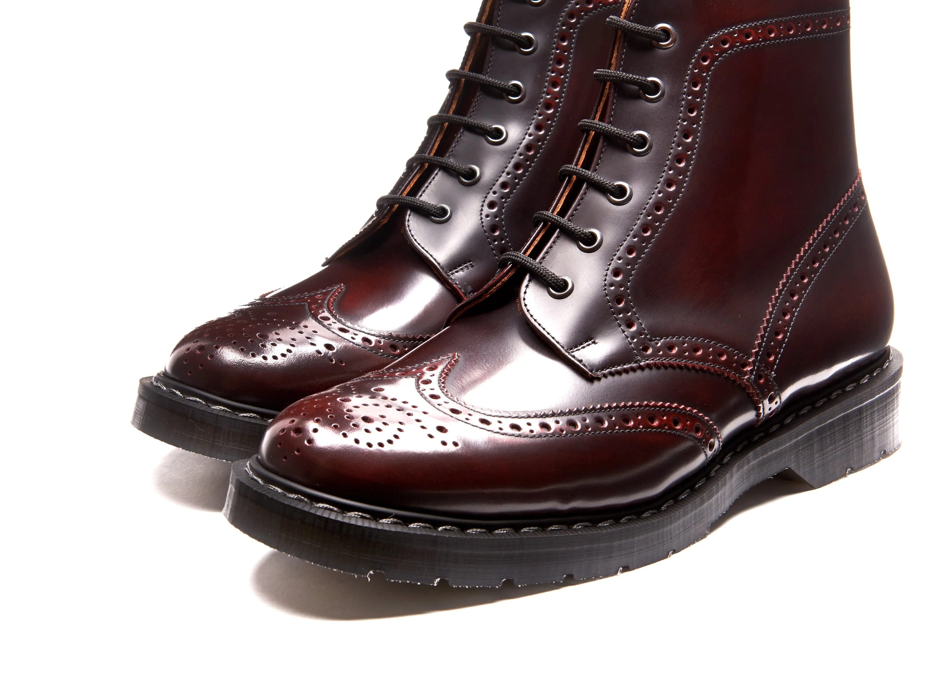 Burgundy Rub-Off 6 Eye Brogue Boot