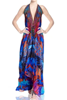 V-neck Convertible Printed Maxi dress
